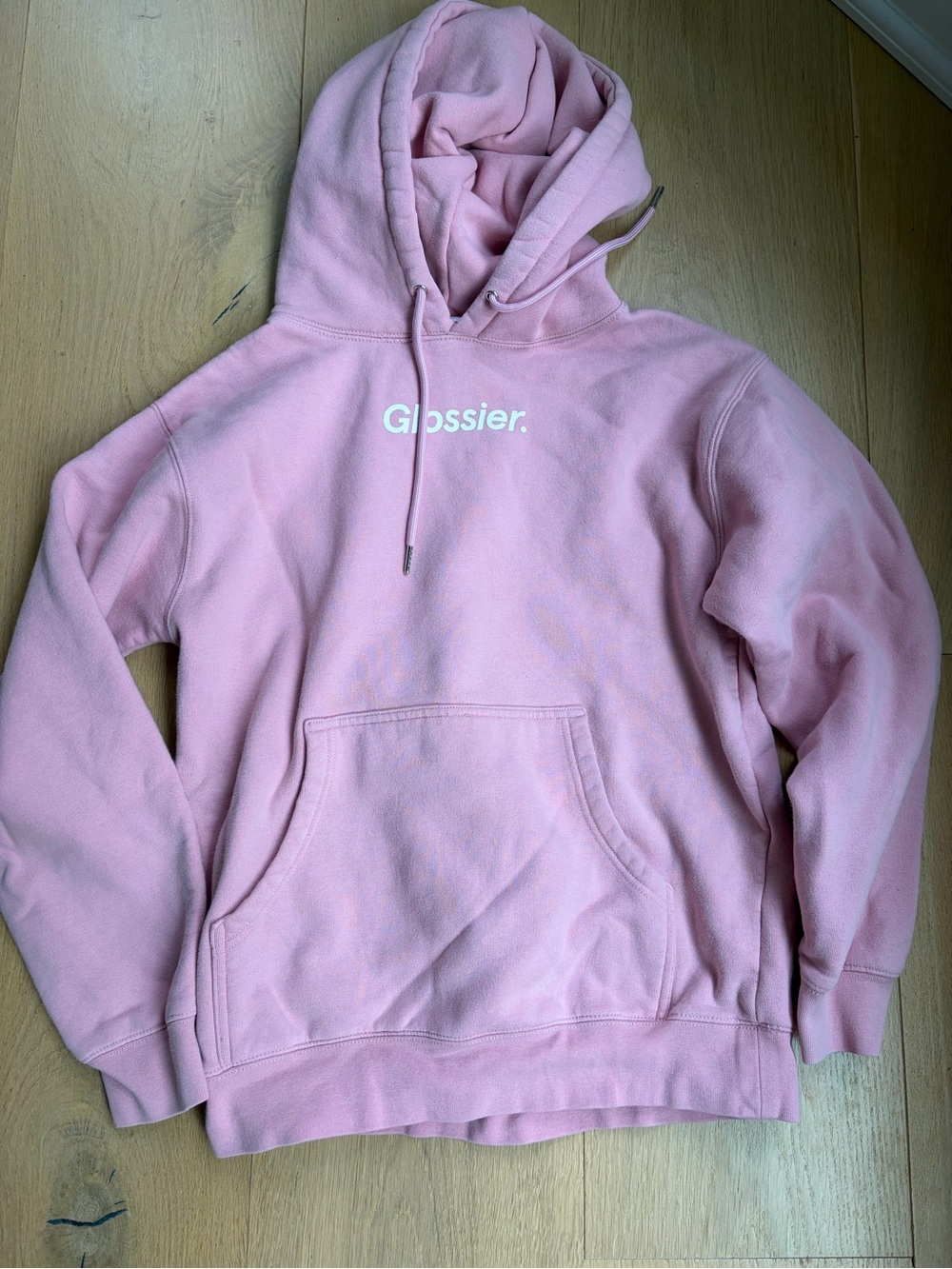 Glossier Light Pink Logo Hoodie